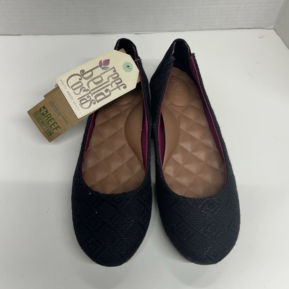 ➕Reef Bella Costa Ballet Flat Hemp Black size ladies nine➕ - Picture 2 of 6